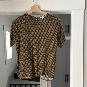 H&M Black and Gold Patterned Blouse